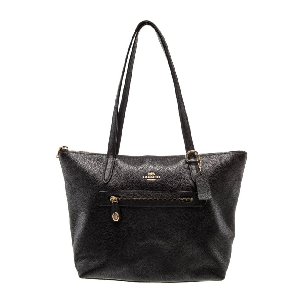 Coach Black Pebbled Leather Zip Top Tote